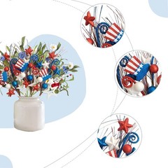 3 PCS Patriotic Artificial Picks White Blue Red Stars for 4th of July Indepen…