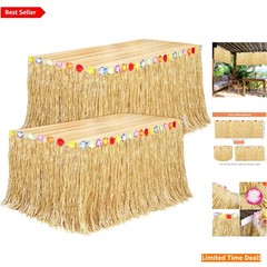 Reusable Hawaiian Table Skirts – 2 Pack, 108 x 29.5 Inches for All Summer Events