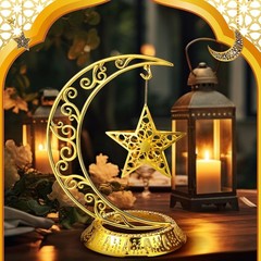 MorningRo Ramadan Decorations Plastic Eid Mubarak Table Decoration Moon Gold