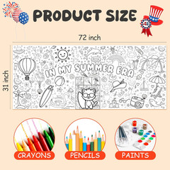 Summer Giant Coloring Poster/Tablecloth – Summer Toys | 30 X 72 Inches Jumbo Col