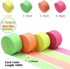 400ft Glow in the Dark Crepe Streamers – Neon Party Essentials for All Occasions