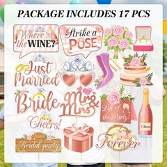 Wedding Party Photo Booth Props, Funny Bride Shower/Reception Party Selfie Pr…