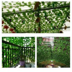 Botius 40 Ft Artificial Ivy Silk Vines Fake Hanging Leaves Dia:2.76″, Green