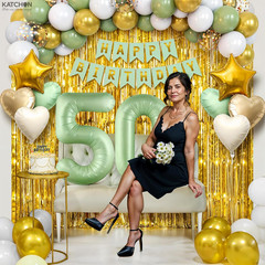 , Sage Green 50Th Birthday Decorations Set – Pack of 49 | Sage Green 50 Balloon