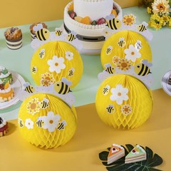 4PCS Honey Bee Honeycomb Centerpieces Decorations Yellow Bee Honeycomb Table …