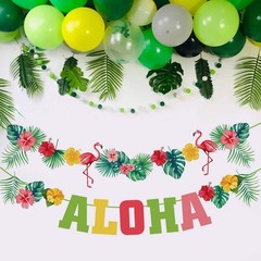 Hawaiian Aloha Party Banner Decorations Luau Theme Party Supplies Summer Beac…