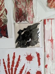 Halloween Party Decorations Set Horror Gore Blood Banners Knives Bats Creepy