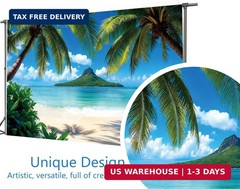 Tropical Beach Backdrop Hawaiian Ocean Photo Banner Luau Decor 7x5ft