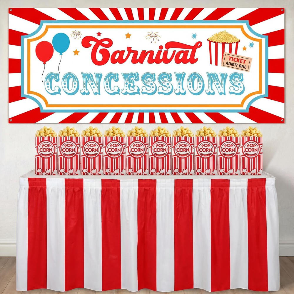 52 Pcs Carnival Circus Party Decorations Concession Stand Supplies Kit with C…