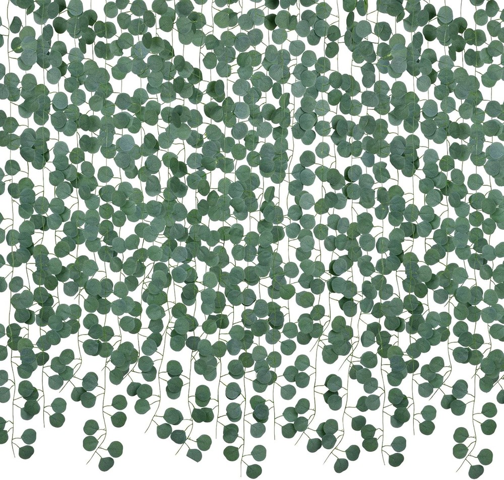 DearHouse 86 Feet 12 Strands Artificial 12pcs Eucalyptus Vine, Light Green