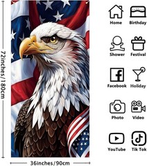 Red White and Blue American Flag Eagle Door Cover Memorial Day Backdrop 4th o…