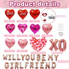 Belscebels Will You Be My Girlfriend Balloons Proposal, Pink Red Rose Petal, …