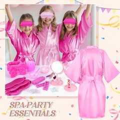 Girls Satin Robes 6 Pack Kids Spa Birthday Sleepover Party Set 5 Rose 1 Pink