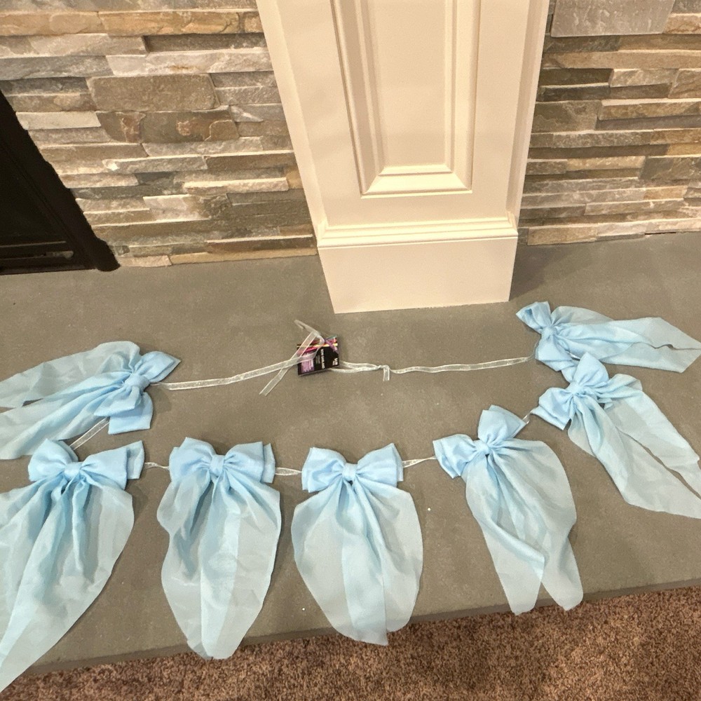 Brother Sister Design Studio Blue Solid Fabric Bow Garland 6 ft Party Decor