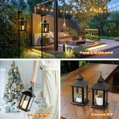 14″ Lanterns Decorative Indoor/Outdoor, 2 Pack Black Lantern Decor with Timer…