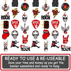 8pcs Rock and Roll Party Hanging Garlands Rock Music Room Wall Decor Rockstar…