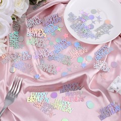 280Pcs Iridescent Confetti – Happy Birthday, Circle, Star Shapes – Paper Materia