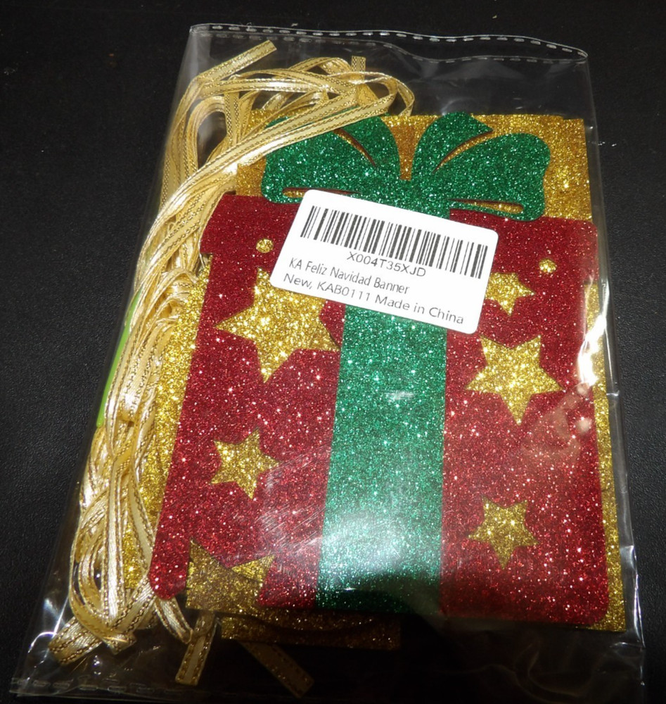Feliz Navidad Gold Glitter Banner for Christmas Theme NEW