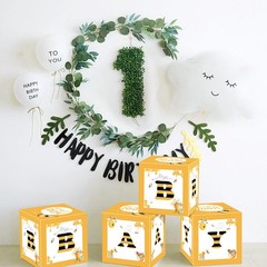 Bee Baby Shower Balloon Boxes Decorations – 4Pcs Honey Bumble Theme What Will…