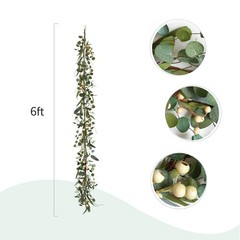 CIR OASES 6FT Spring Garland with Eucalyptus White Berry Artificial Summer Sp…