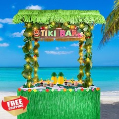 Auihiay 124PCS Green Tiki Bar Hut Kit LED