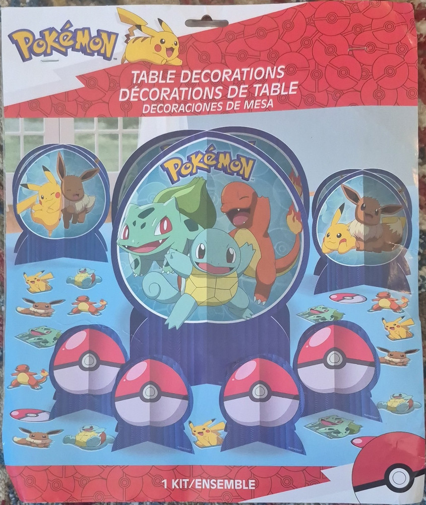 Pokémon Party Table Decoration Kit Birthday Pikachu Eevee Multicolor Paper