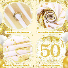 50Th Wedding Anniversary Decorations, White Gold Happy 50Th Anniversary Banner H