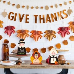 3Pcs Thanksgiving Decorations Wooden Table Centerpiece Table