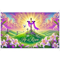Happy Easter Banner Easter Outdoor Decoration Festival 71×43 Inch Photo Booth Ba