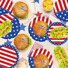 4th of July Party Decorations Set American Flag Patriotic Party Supplies Red
