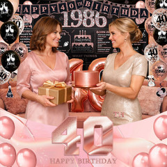 Rose Gold 40Th Birthday Decorations for Women – 37Pcs Happy 40Th Birthday Banner