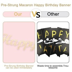 Champagne-Gold Pink Birthday Decorations for Women Girls,Pre Champagne-gold