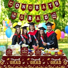 Maroon and Gold Graduation Party Tableware Kit for 24 Guests Class of 2024 Gr…
