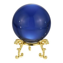 1Set 60mm/2.4″ K9 Crystal Ball Decorative Ball w Box and Metal Stand Dark Blue