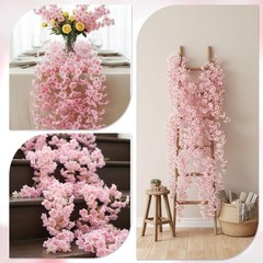 59FT Artificial Cherry Blossom Garlands Flower Vines Hanging for Home Wedding