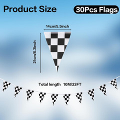 Checkered Flag Banner 33Ft Racing Pennant Flags for Nascar Race Car Sports