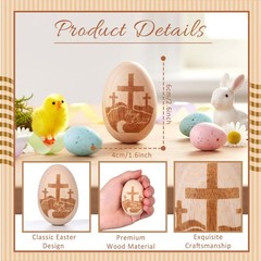 Easter He is Risen Gift, Wooden Easter Egg Religious He is Risen Egg with Cro…