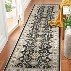 Washable Hallway Runner Rug 2×10: Non Slip 2′ x 10′ (Rectangular), Black