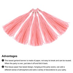 30 x Light Pink Tassel Garland Banner with Rope