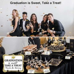 20PCS Graduation Candy Buffet Labels, 1 Gold Glitter Candy Buffet Table Sign wit