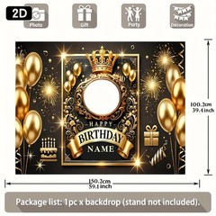 1pc Balloons Crown Tapestry Personalized Birthday Custom Poster Party Banner❀