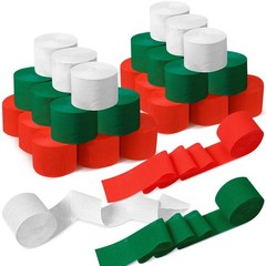 36 Rolls Red White Green Crepe Paper Streamers Party Decor 1.8 Inch x 98 Ft