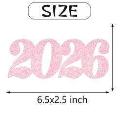 Pink Glitter 2026 Number Centerpiece Sticks Class Of 2026 Table Toppers 12 PCS