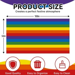 4 Pack Rainbow Rectangular Tablecloths 54×108 Inch Carnival Party Decor