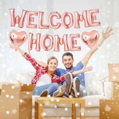Welcome Home Balloon Banner Rose Gold Letter Foil Balloons Party Decor
