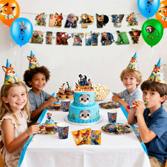 Zootopia Birthday Party Decoration 114 Pcs Disney Party Banner Balloos Cup Set