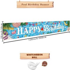 Pool Birthday Party Decorations, Extra Large Size Happy Birthday Pool Party