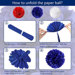 4Th of July Patriotic Party Decorations 27 PCS Set, 6 Paper Fan, 6 Flower Ball,
