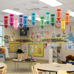 Back to School Hanging Honeycomb Decorations Tissue Paper Crayon | 12Pcs Classro