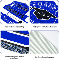 Graduation Decorations 12Pcs Waterproof Blue Graduation Yard Signs Class of 2026